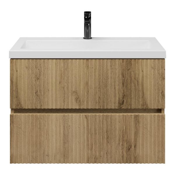 Zierikzee badmeubel 80 cm warm eiken met quartz Cadzand-Q wastafel wit mat, 1 kraangat
