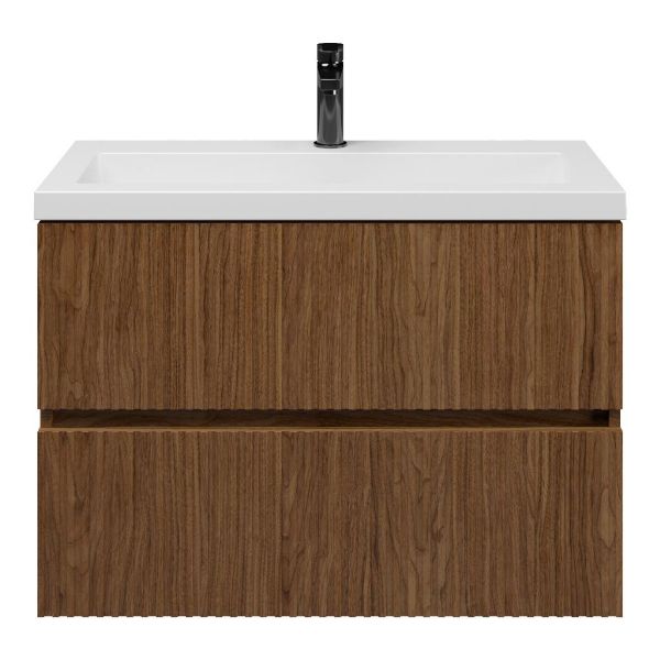 Zierikzee badmeubel 80 cm warm noten met quartz Cadzand-Q wastafel wit mat, 1 kraangat