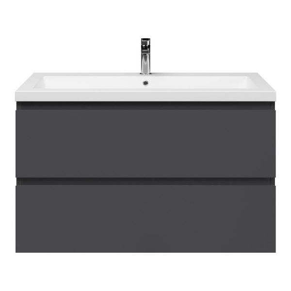 Zoutelande badmeubel 100 cm antraciet mat met Cadzand wastafel wit mat