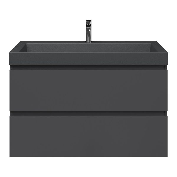 Zoutelande badmeubel 100 cm antraciet mat met polystone Haamstede wastafel grijs mat