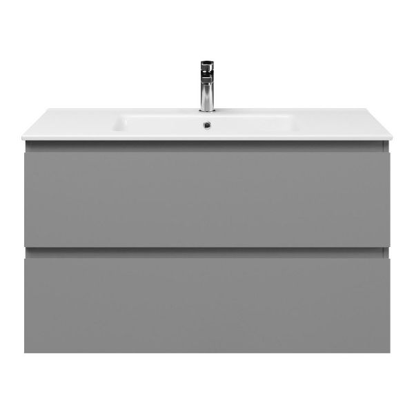 Zoutelande badmeubel 100 cm licht grijs met keramische Callantsoog wastafel wit glans, 1 kraangat