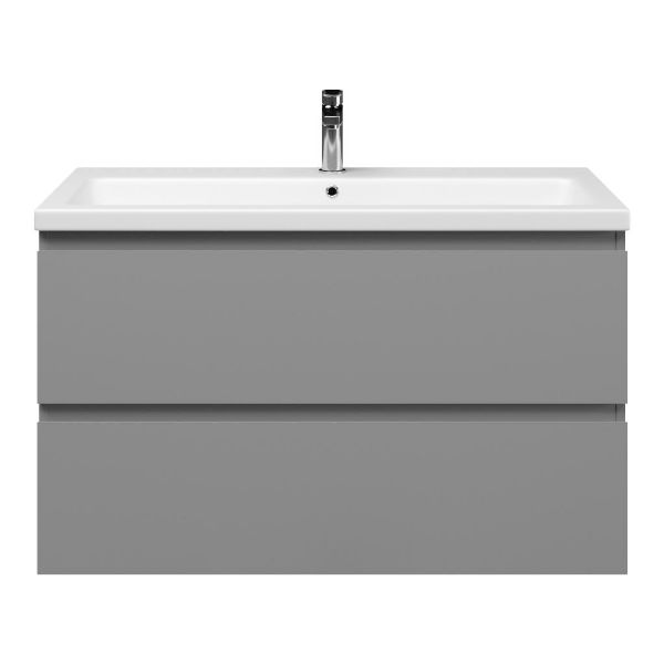 Zoutelande badmeubel 100 cm licht grijs met keramische Dishoek wastafel wit mat, 1 kraangat