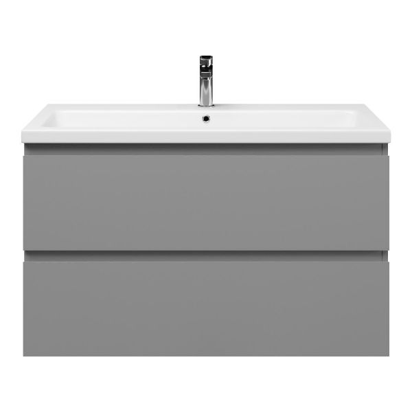 Zoutelande badmeubel 100 cm licht grijs met keramische Dishoek wastafel wit glans, 1 kraangat