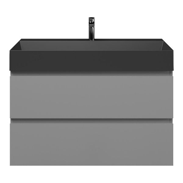 Zoutelande badmeubel 100 cm licht grijs met keramische Marken wastafel zwart mat, 1 kraangat