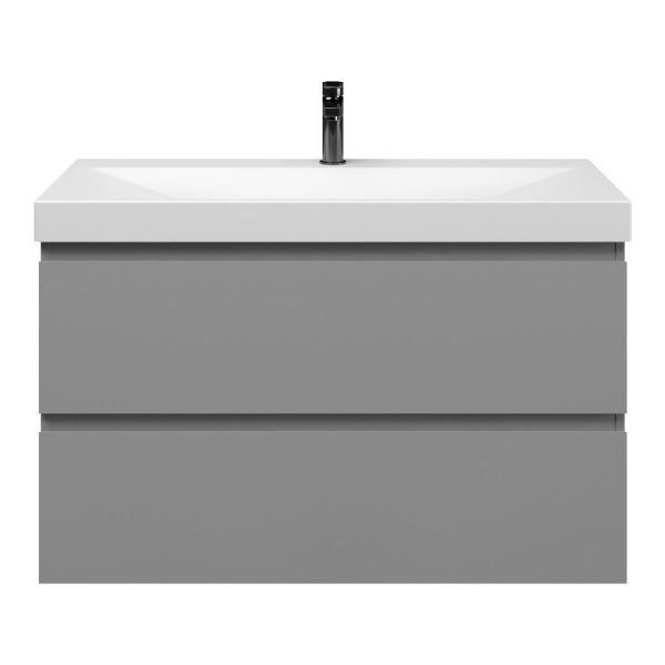 Zoutelande badmeubel 100 cm licht grijs met keramische Rockanje wastafel wit mat, 1 kraangat