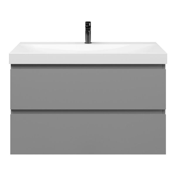 Zoutelande badmeubel 100 cm licht grijs met keramische Rockanje wastafel wit glans, 1 kraangat