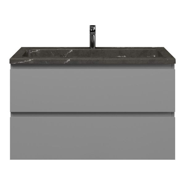 Zoutelande badmeubel 100 cm licht grijs met natuurstenen Square wastafel blue stone, 1 kraangat