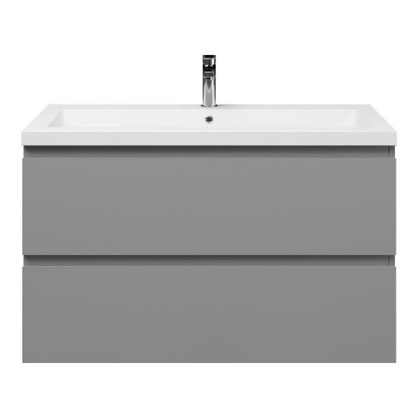 Zoutelande badmeubel 100 cm licht grijs met polystone Cadzand wastafel wit glans, 1 kraangat