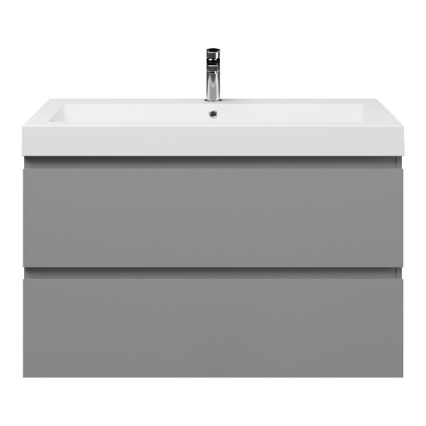Zoutelande badmeubel 100 cm licht grijs met polystone Cadzand wastafel wit glans, 1 kraangat