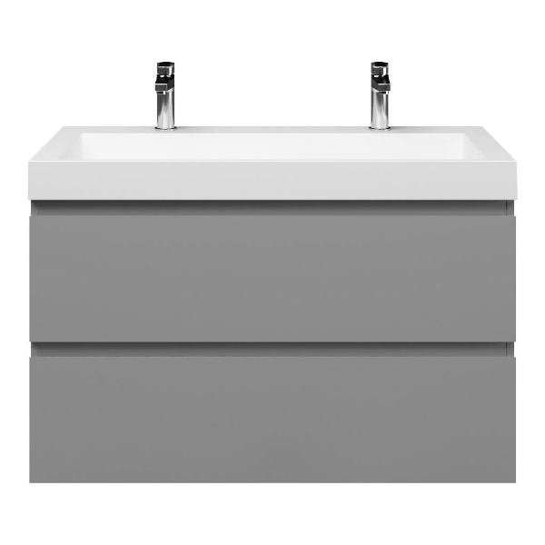 Zoutelande badmeubel 100 cm licht grijs met polystone Haamstede wastafel