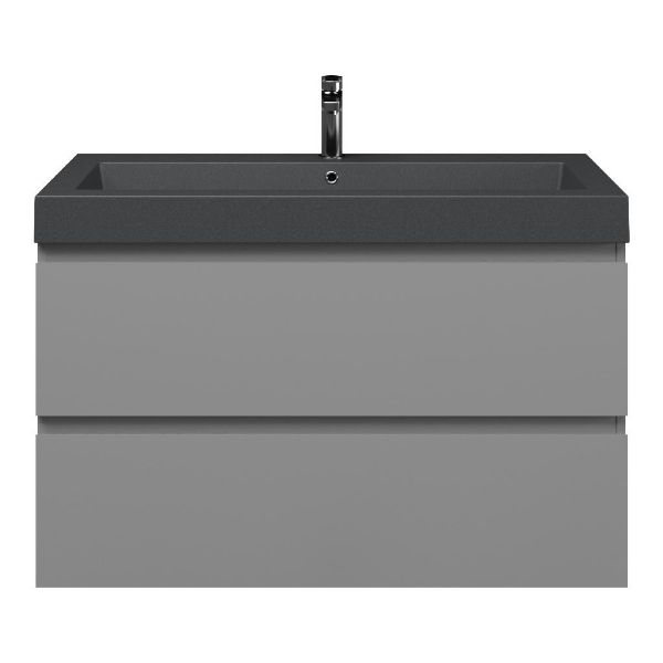 Zoutelande badmeubel 100 cm licht grijs met quartz Cadzand-Q wastafel grijs mat, 1 kraangat