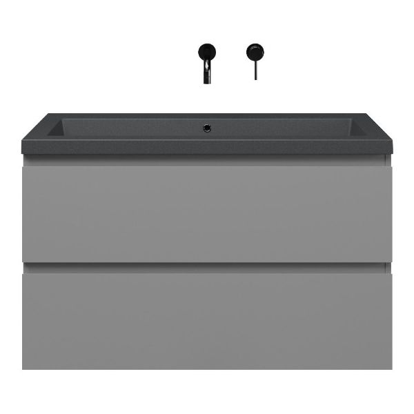 Zoutelande badmeubel 100 cm licht grijs met quartz Cadzand-Q wastafel grijs mat, zonder kraangat
