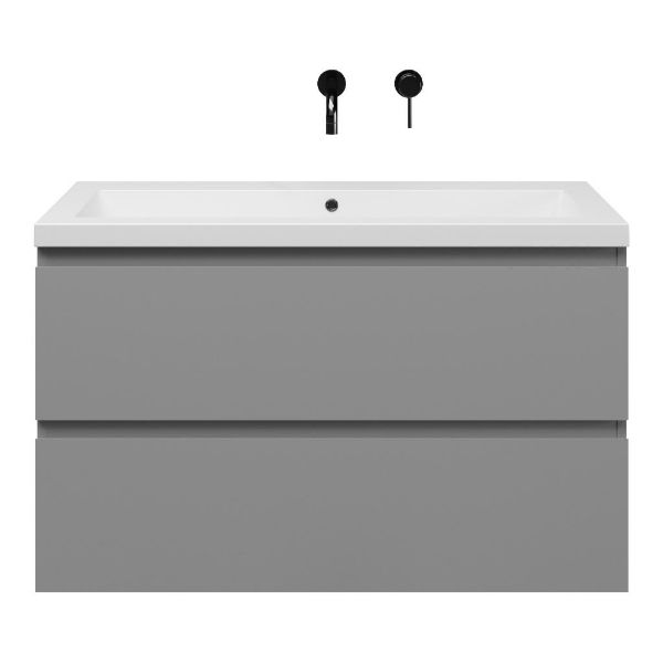 Zoutelande badmeubel 100 cm licht grijs met quartz Cadzand-Q wastafel wit mat, zonder kraangat