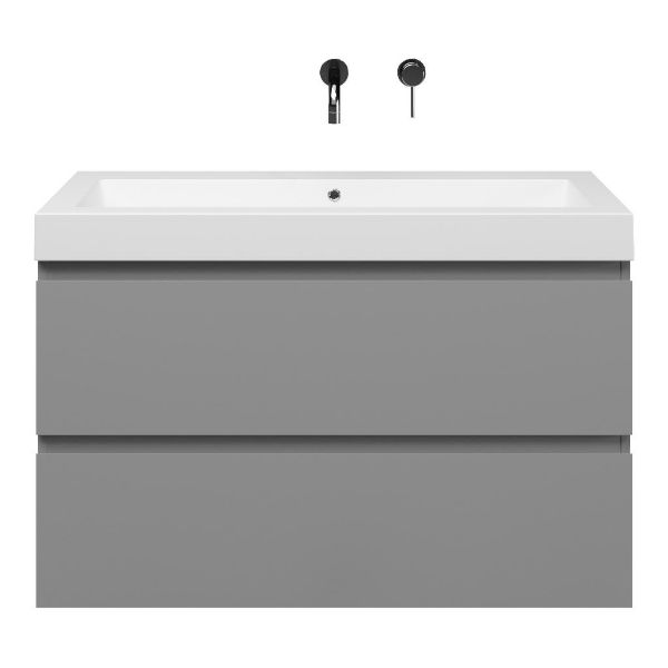 Zoutelande badmeubel 100 cm licht grijs met quartz Cadzand-Q wastafel wit mat, zonder kraangat