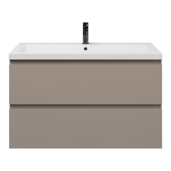 Zoutelande badmeubel 100 cm taupe met Cadzand wastafel wit mat, 1 kraangat