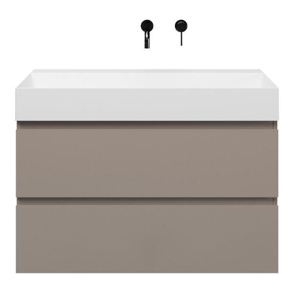 Zoutelande badmeubel 100 cm taupe met keramische Marken wastafel wit glans, zonder kraangat