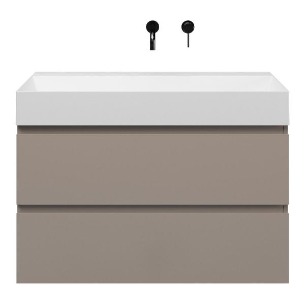 Zoutelande badmeubel 100 cm taupe met keramische Marken wastafel wit mat, zonder kraangat