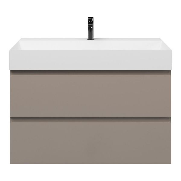 Zoutelande badmeubel 100 cm taupe met keramische Marken wastafel wit glans, 1 kraangat