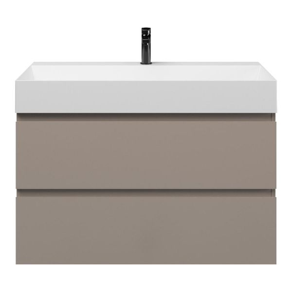 Zoutelande badmeubel 100 cm taupe met keramische Marken wastafel wit mat, 1 kraangat