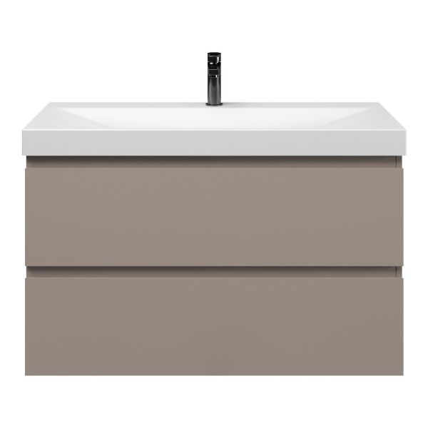Zoutelande badmeubel 100 cm taupe met keramische Rockanje wastafel wit mat, 1 kraangat