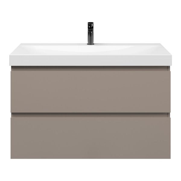 Zoutelande badmeubel 100 cm taupe met keramische Rockanje wastafel wit glans, 1 kraangat