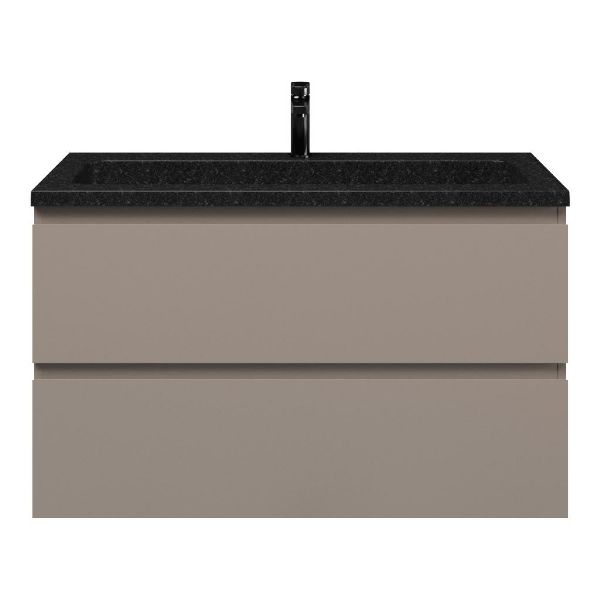 Zoutelande badmeubel 100 cm taupe met natuurstenen Square wastafel shanxi black