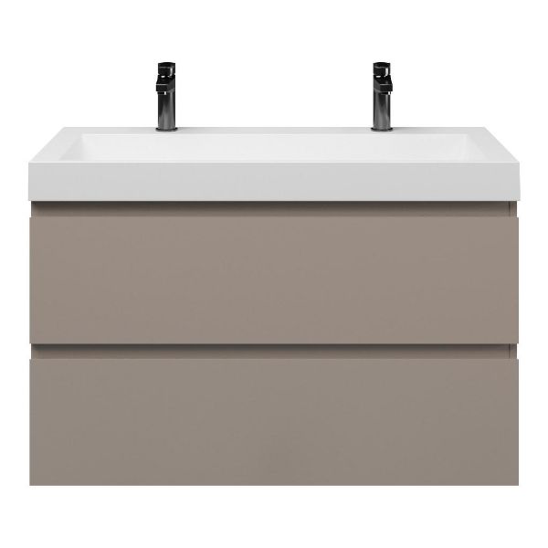 Zoutelande badmeubel 100 cm taupe met polystone Haamstede wastafel