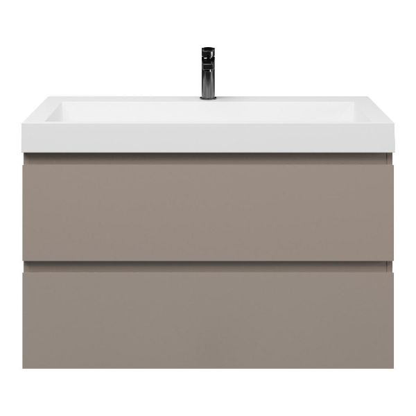 Zoutelande badmeubel 100 cm taupe met polystone Haamstede wastafel wit glans, 1 kraangat