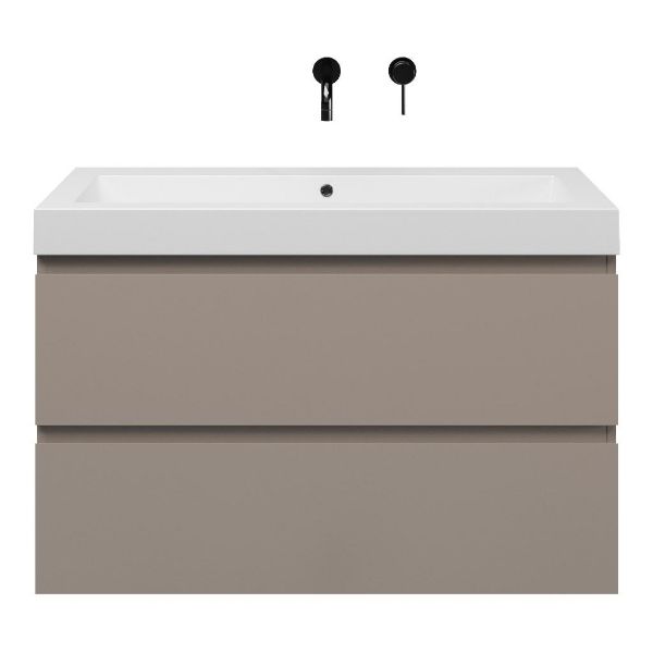 Zoutelande badmeubel 100 cm taupe met quartz Cadzand-Q wastafel wit mat, zonder kraangat