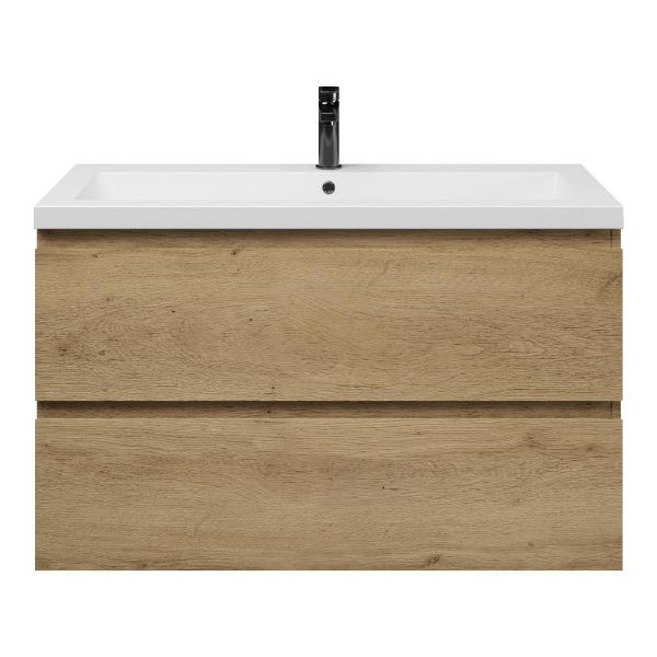 Zoutelande badmeubel 100 cm warm eiken met Cadzand wastafel wit mat