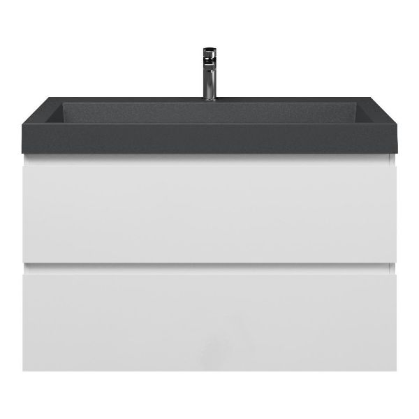 Zoutelande badmeubel 100 cm wit hoogglans met polystone Haamstede wastafel grijs mat