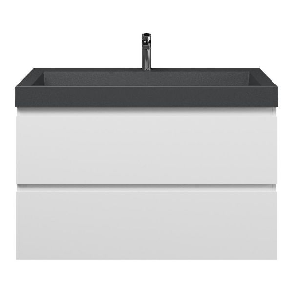 Zoutelande badmeubel 100 cm wit mat met polystone Haamstede wastafel grijs mat