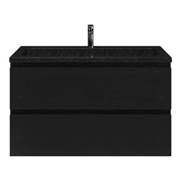 Zoutelande badmeubel 100 cm zwart mat eiken met natuurstenen Square wastafel shanxi black