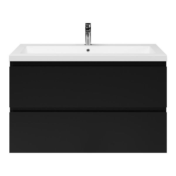 Zoutelande badmeubel 100 cm zwart mat met Cadzand wastafel wit mat