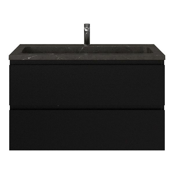 Zoutelande badmeubel 100 cm zwart mat met natuurstenen Square wastafel blue stone