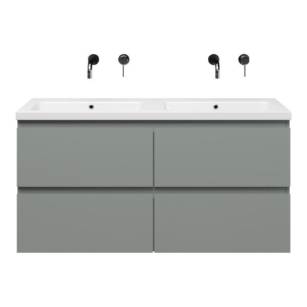 Zoutelande badmeubel 120 cm licht grijs met keramische Dishoek wastafel wit glans
