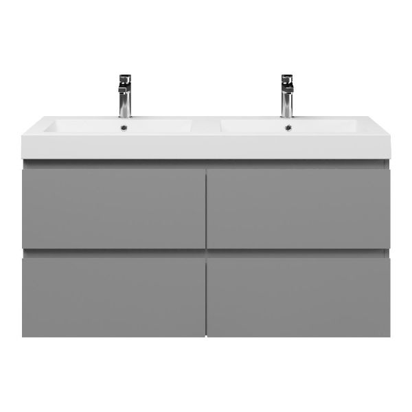 Zoutelande badmeubel 120 cm licht grijs met polystone Cadzand wastafel wit glans