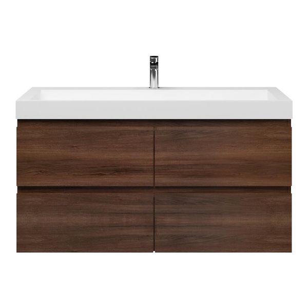 Zoutelande badmeubel 120 cm walnoot met solid surface Solid wastafel wit mat