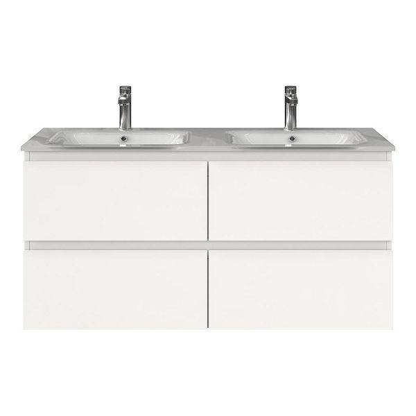 Zoutelande badmeubel 120 cm wit hoogglans met glazen Glass wastafel wit glans