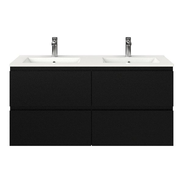 Zoutelande badmeubel 120 cm zwart mat met keramische Huisduinen wastafel wit glans