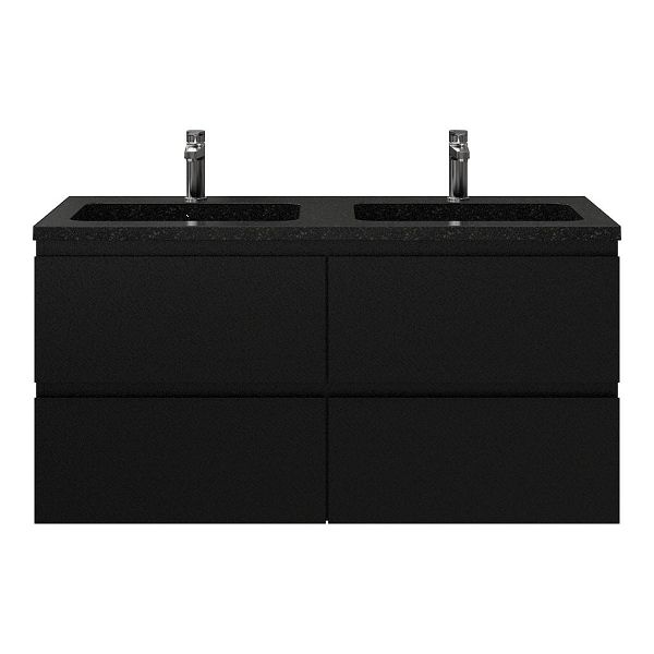 Zoutelande badmeubel 120 cm zwart mat met natuurstenen Square wastafel shanxi black