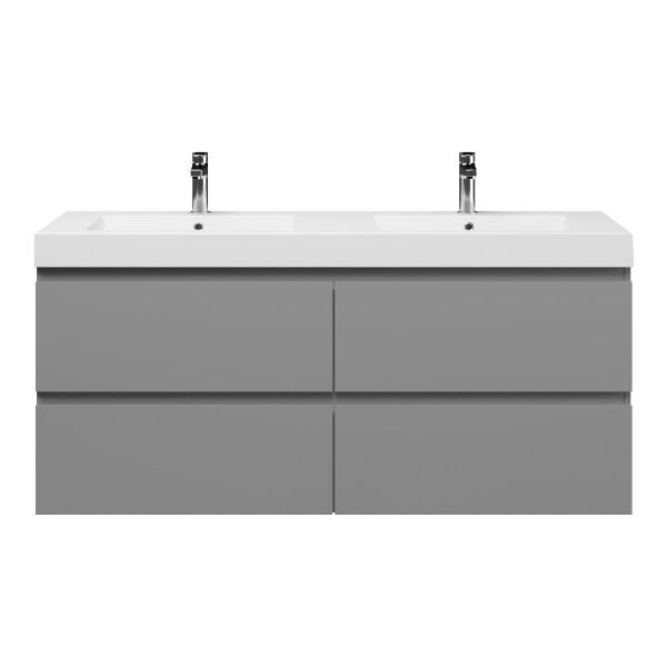 Zoutelande badmeubel 140 cm licht grijs mat met 2 kraangaten