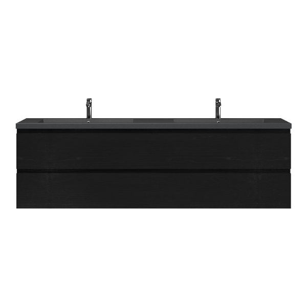Zoutelande badmeubel 200 cm zwart mat eiken