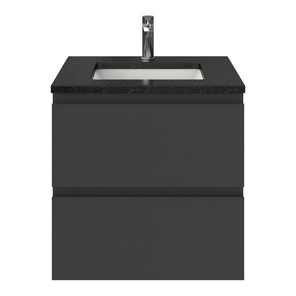 Zoutelande badmeubel 60 cm antraciet mat met keramische Castricum wastafel wit glans