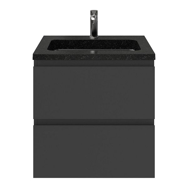 Zoutelande badmeubel 60 cm antraciet mat met natuurstenen Square wastafel shanxi black