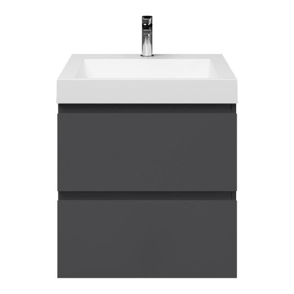 Zoutelande badmeubel 60 cm antraciet mat met quartz Haamstede-q wastafel wit mat, 1 kraangat
