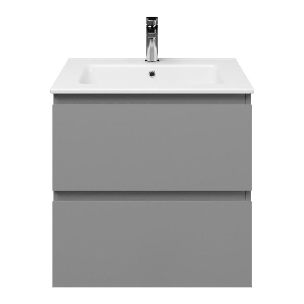 Zoutelande badmeubel 60 cm licht grijs met keramische Callantsoog wastafel wit glans, 1 kraangat