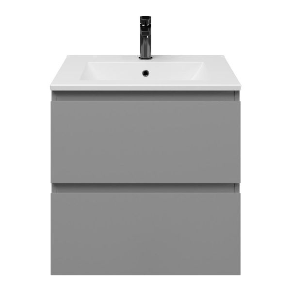 Zoutelande badmeubel 60 cm licht grijs met keramische Huisduinen wastafel wit mat
