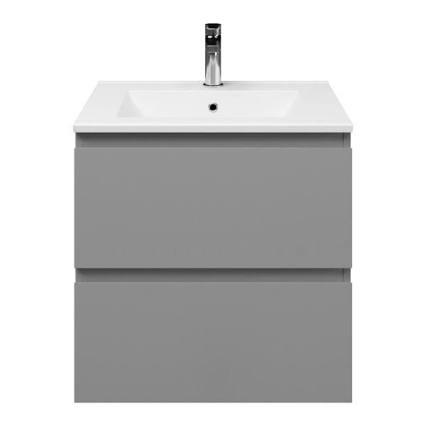 Zoutelande badmeubel 60 cm licht grijs met keramische Huisduinen wastafel wit glans