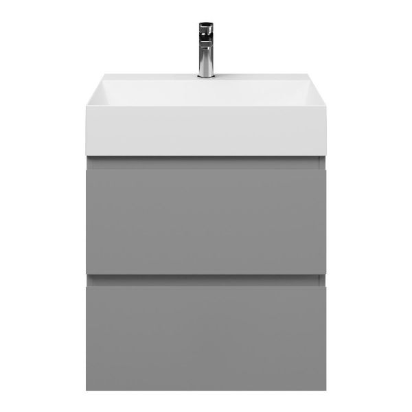 Zoutelande badmeubel 60 cm licht grijs met keramische Marken wastafel wit glans, 1 kraangat